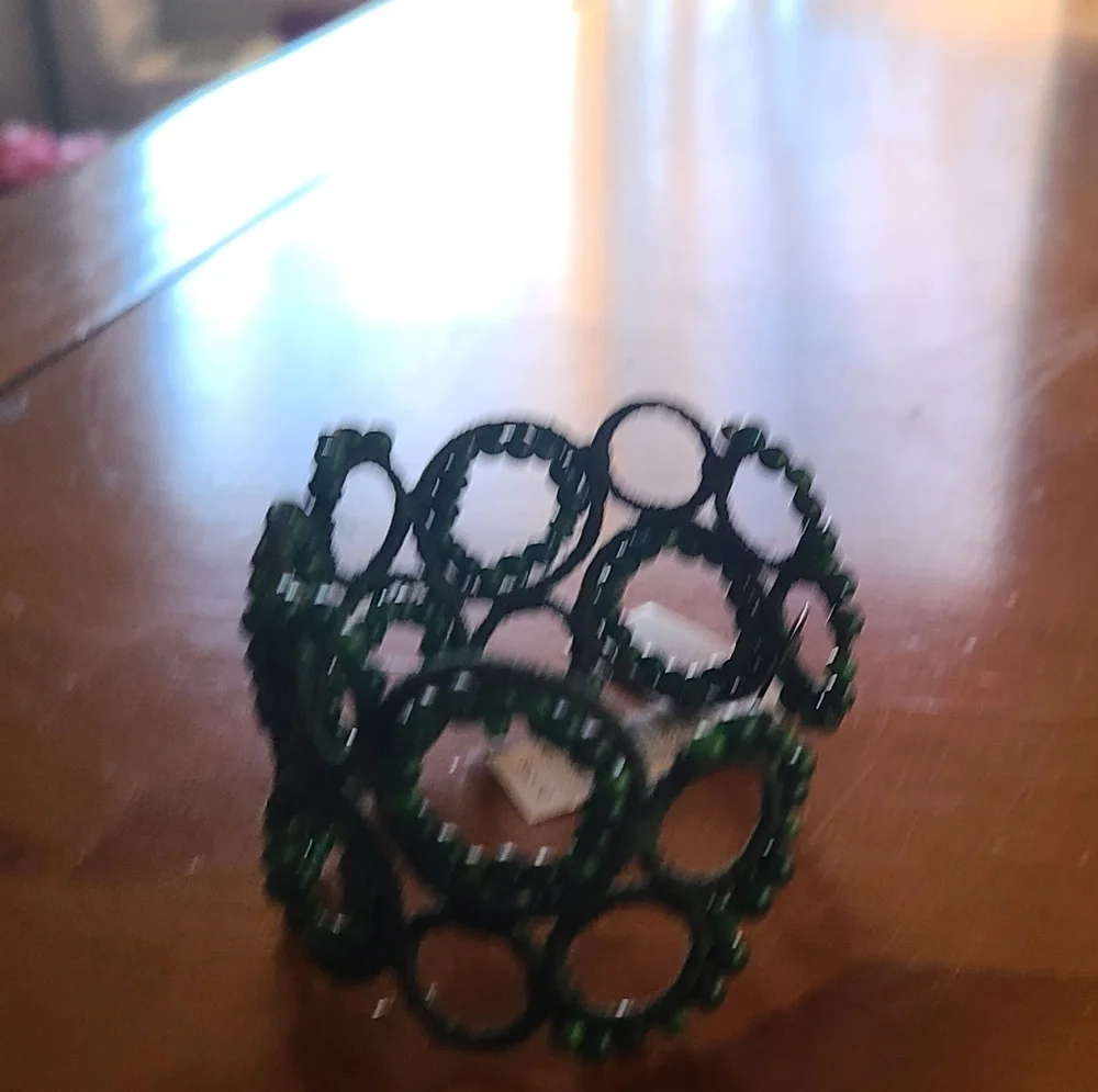 Chicos dark green beaded cuff bracelet. New with tags.